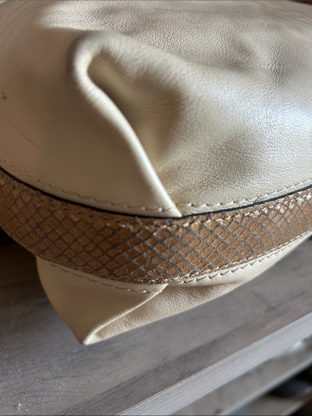 Coach Cream Leather Shoulder Hobo Bag with Tan Strap - Picture 6 of 13